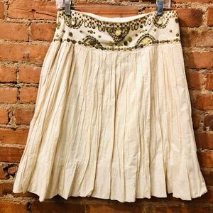 BCBG MaxAzria Embellished Pleated Cotton Skirt